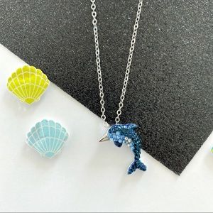 Crystal Encrusted Dainty Dolphin Necklace